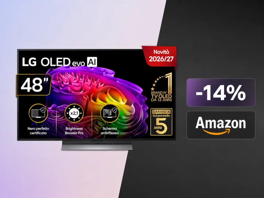 LG OLED evo G6S da 48″ crolla a 1549€ su Amazon: 250€ di sconto sul miglior TV OLED del 2026