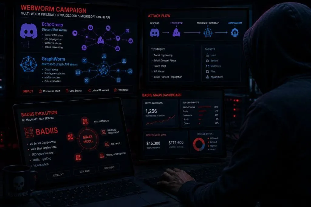 Webworm usa Discord e Graph API mentre BadIIS diventa MaaS per server IIS