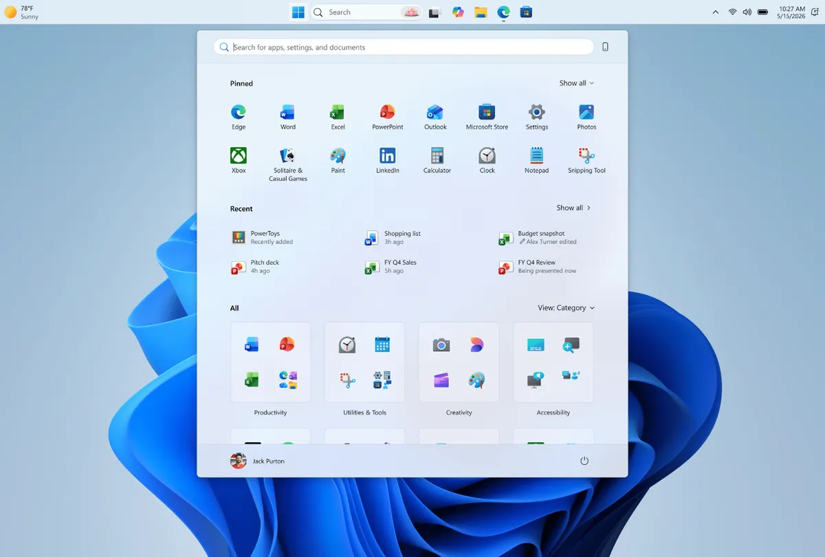 Windows 11 tests an adjustable taskbar and resizable Start menu