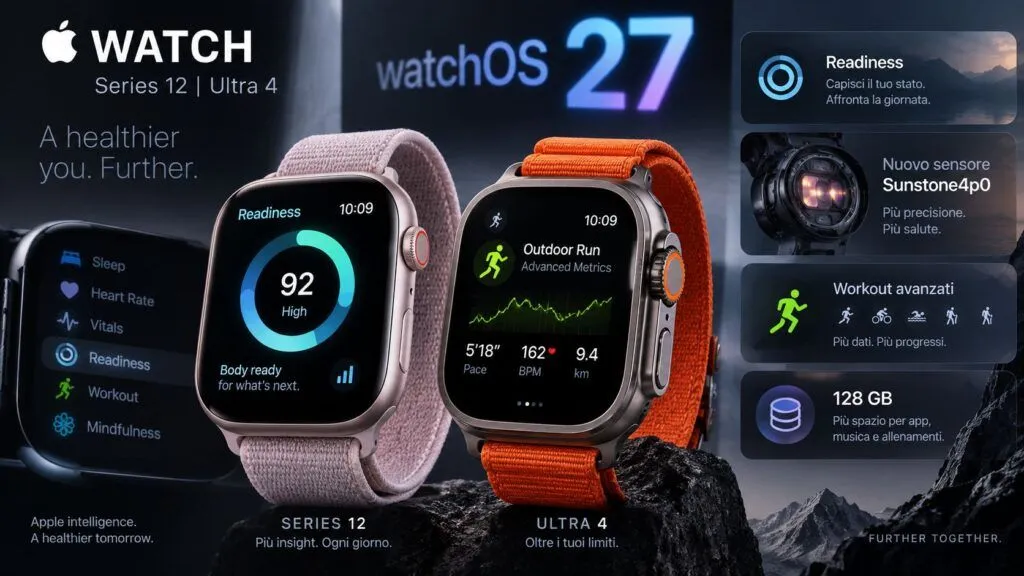 Apple Watch Series 12 e Ultra 4: Readiness, nuovo sensore e 128 GB nel codice