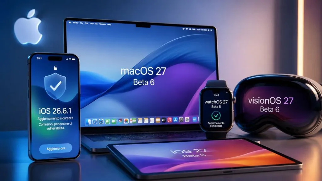 Apple aggiorna iOS 26.6.1 e porta iOS 27 alla beta 6 su tutto l’ecosistema