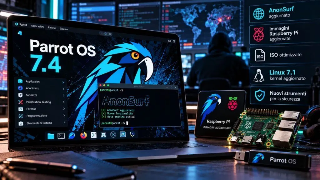 Parrot OS 7.4 rafforza AnonSurf e accelera su Raspberry Pi