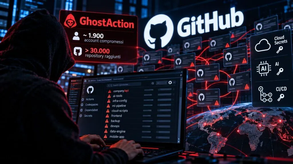 GhostAction travolge GitHub: 1.900 account e 30.000 repository nel mirino