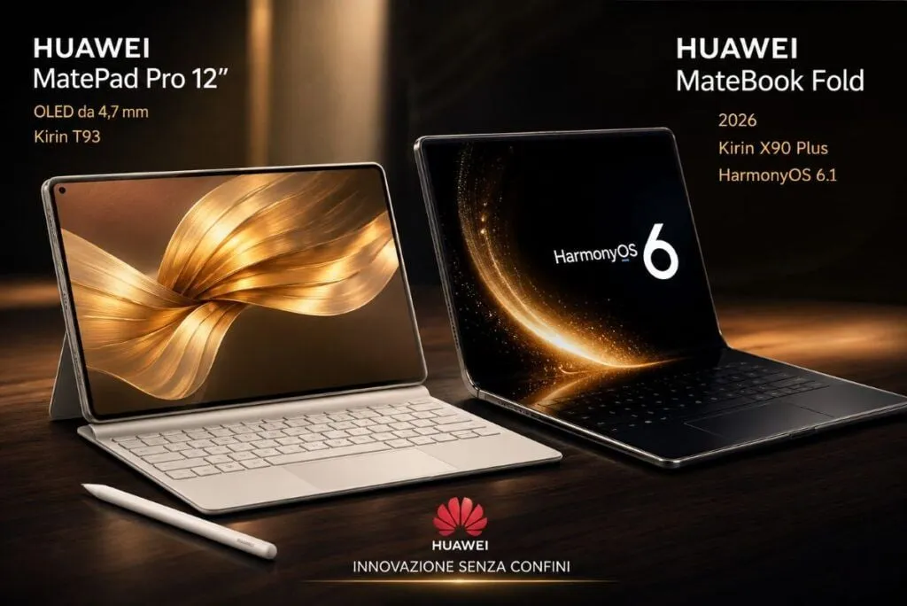 Huawei MatePad Pro 12 scende a 4,7 mm e MateBook Fold passa al Kirin X90 Plus