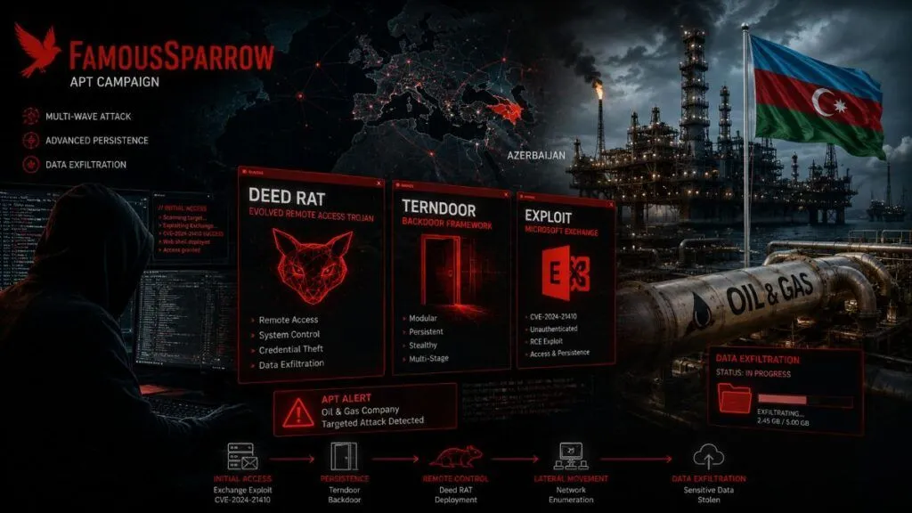 FamousSparrow colpisce il settore petrolifero azero con Deed RAT e attacchi Exchange