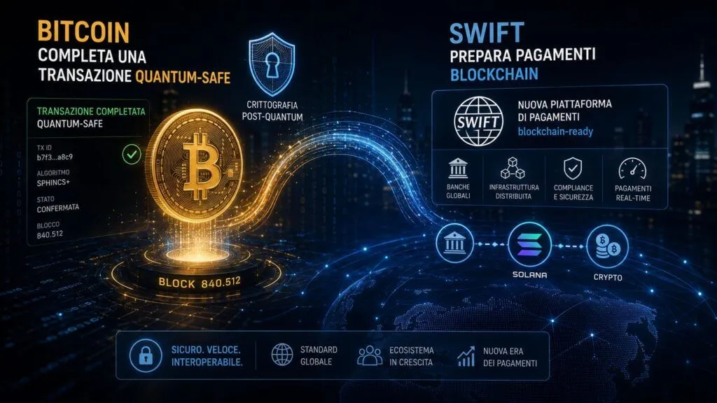 Bitcoin diventa quantum-safe e SWIFT porta la blockchain nel cuore della finanza