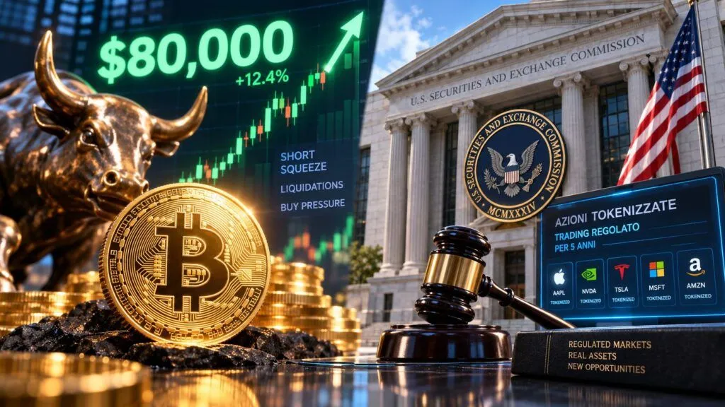Bitcoin torna sopra 80.000 dollari, la SEC apre davvero alle azioni tokenizzate