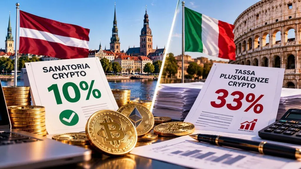 Lettonia, sanatoria crypto al 10%: in Italia le plusvalenze salgono al 33%