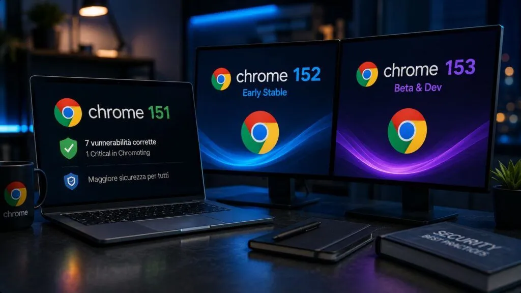 Chrome 151 corregge una falla Critical mentre Chrome 152 e 153 avanzano sui nuovi canali