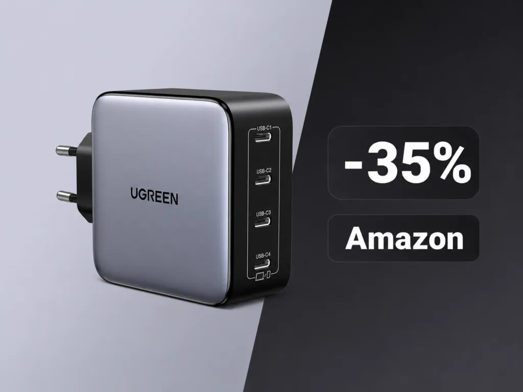 UGREEN Nexode 100W crolla su Amazon: caricatore GaN da 4 porte a meno di 37€ (sconto del 35%)