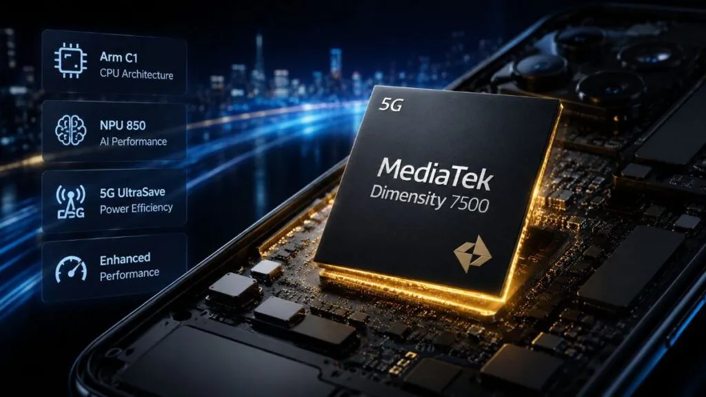 MediaTek Dimensity 7500 porta CPU Arm C1 e AI on-device nella fascia media premium