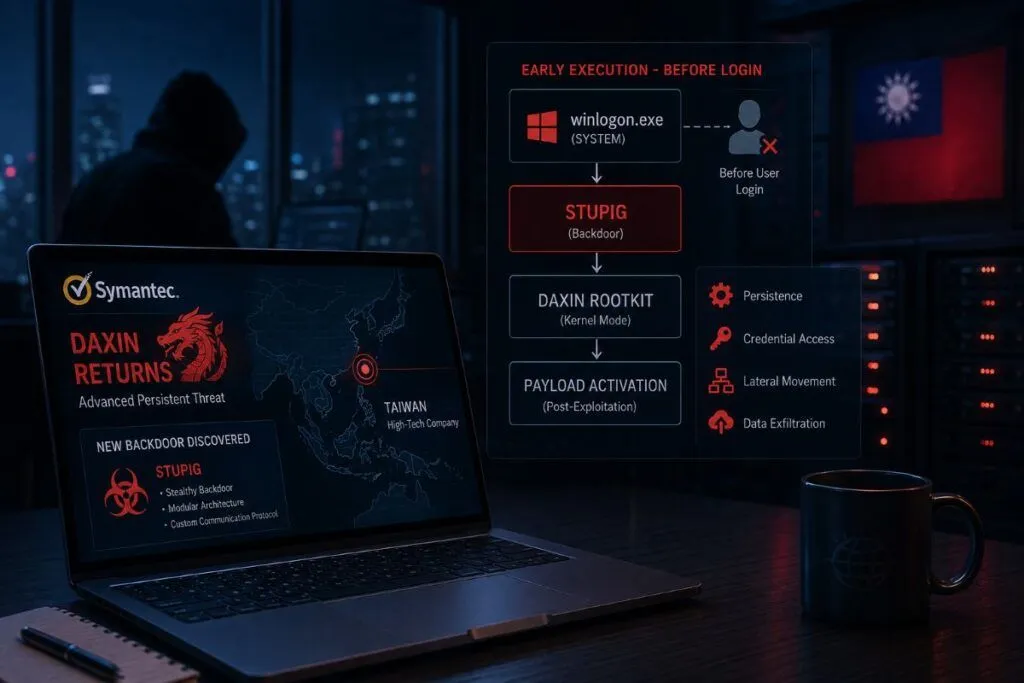 Daxin riemerge a Taiwan con il nuovo backdoor Stupig e persistenza pre-login