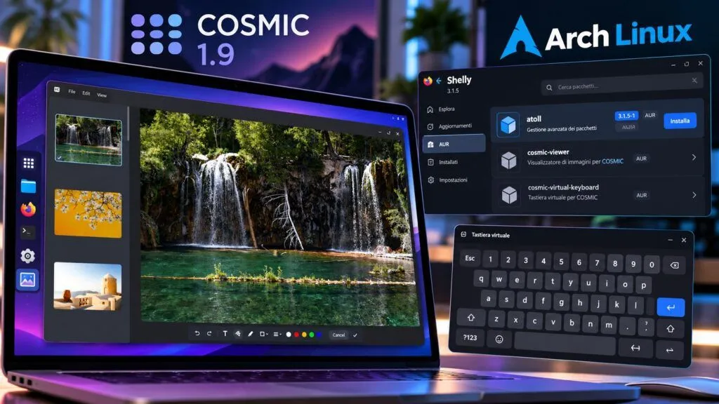 Linux desktop: COSMIC 1.9 aggiunge Viewer, Shelly 3.1.5 rinnova AUR