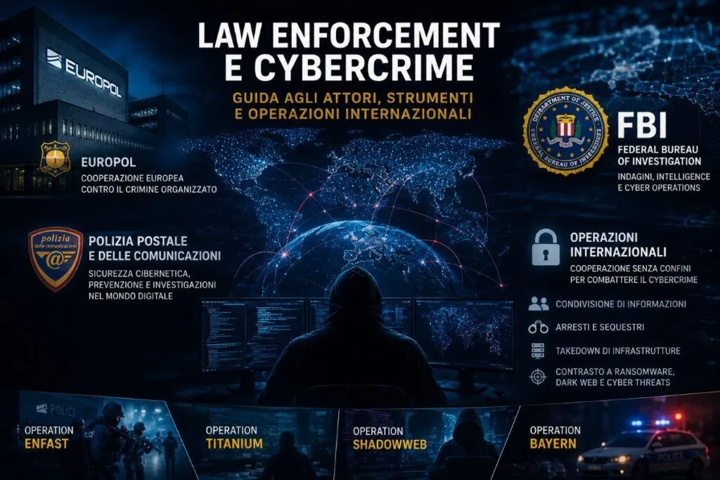 Law enforcement e cybercrime: guida a Europol, FBI, Polizia Postale e operazioni internazionali