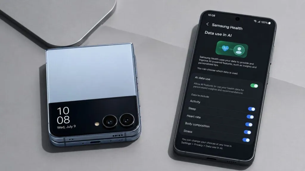 Galaxy Z Flip 8 si assottiglia mentre Samsung Health apre i dati all’AI