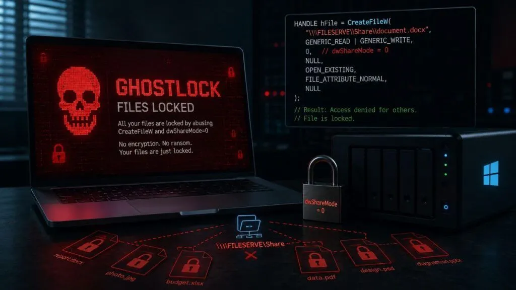 GhostLock blocca file Windows abusando CreateFileW e condivisioni SMB