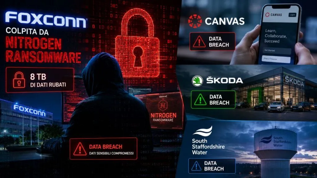 Foxconn e Canvas travolti da furti dati con ransomware e breach cloud