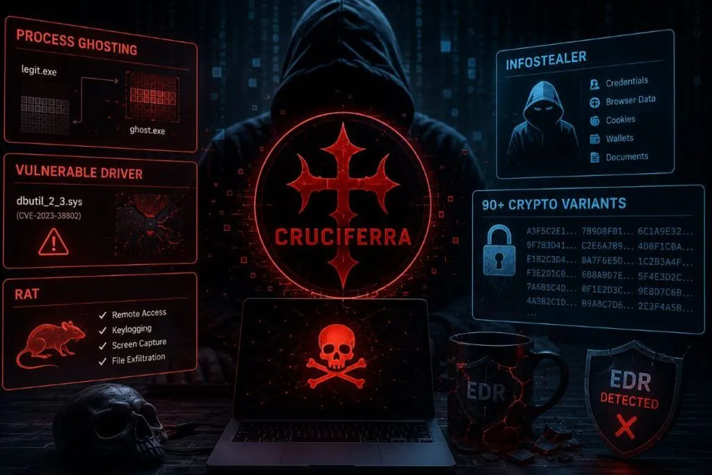 Cruciferra nasconde RAT e infostealer con oltre 90 tecniche crittografiche