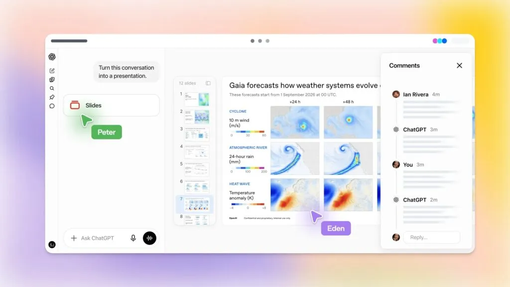ChatGPT Slides, ora l’IA trasforma conversazioni e file in presentazioni modificabili
