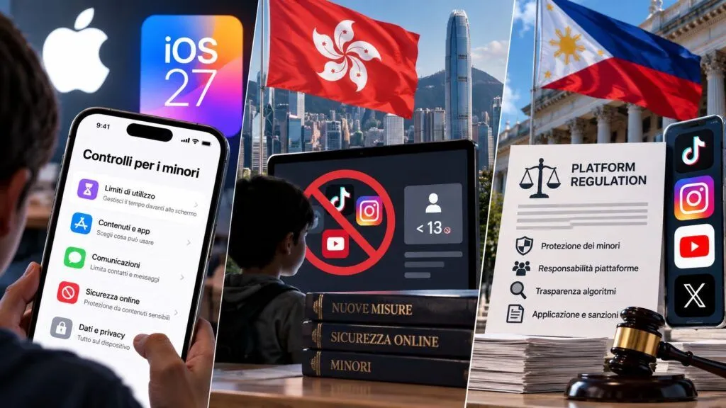 Minori online: Apple rafforza iOS 27, Hong Kong e Filippine cambiano approccio
