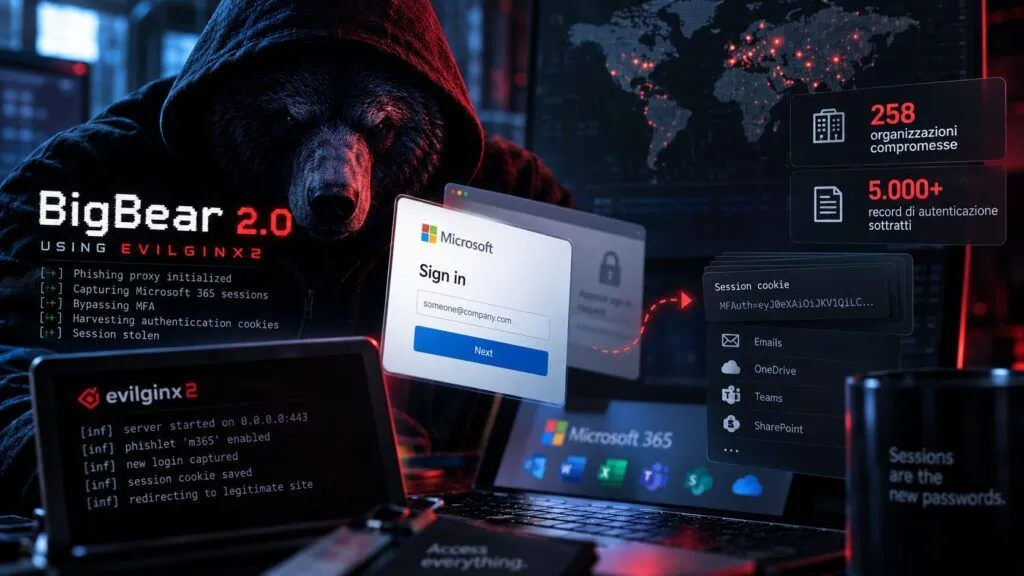 BigBear 2.0 aggira l’MFA di Microsoft 365 e compromette 258 organizzazioni