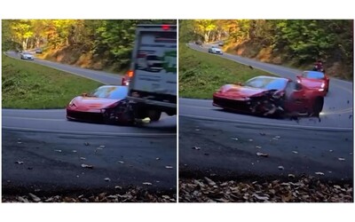 Con la Ferrari da 200mila euro sulla Tail of the Dragon il conducente invade la corsia opposta e si schianta contro un camion Video