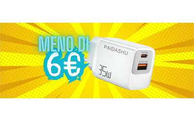 Caricatore USB con due porte PD e potenza massima da 35W tuo a meno di 6